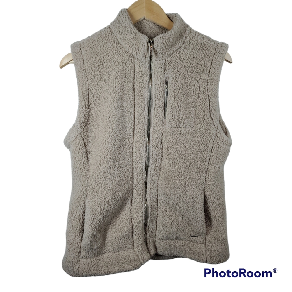 Calvin Klein Faux Fur Sherpa Jacket Vest Sleeveless Med